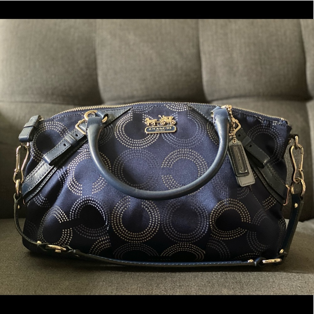 Excellent Cond. Coach Satchel Navy Blue👜👛 - Picture 1 of 9